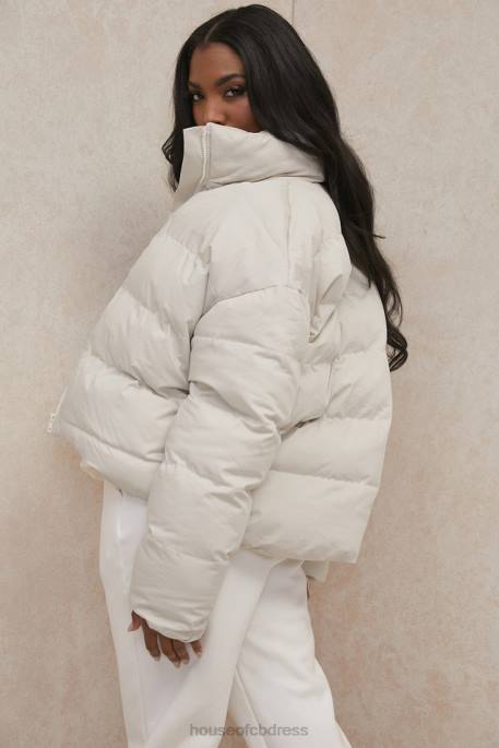 House of CB Hero Ivory Oversized C Shape Puffer Jacket Clothing 4H6N1046