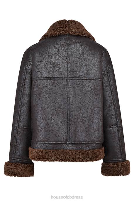 House of CB Madden Brown Vegan Shearling Aviator Jacket Clothing 4H6N1025
