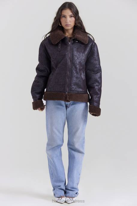House of CB Madden Brown Vegan Shearling Aviator Jacket Clothing 4H6N1025