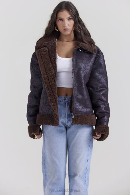 House of CB Madden Brown Vegan Shearling Aviator Jacket Clothing 4H6N1025