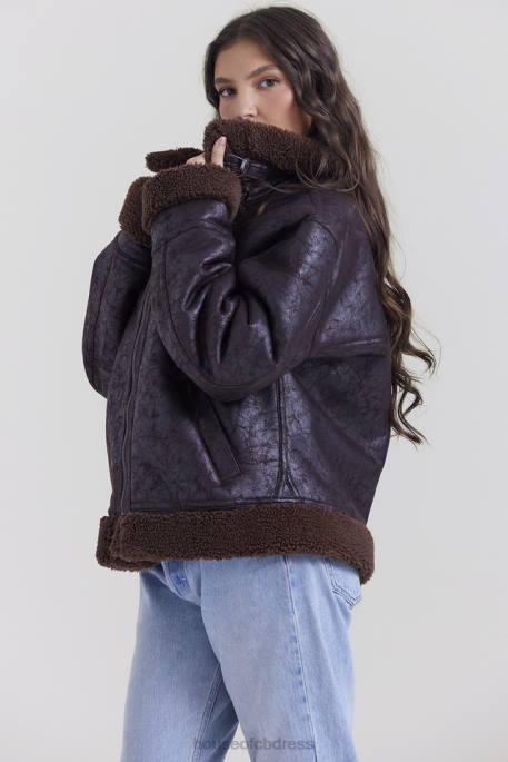 House of CB Madden Brown Vegan Shearling Aviator Jacket Clothing 4H6N1025