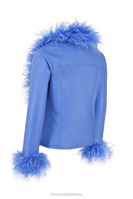 House of CB Salome Cornflower Vegan Leather Trimmed Jacket Clothing 4H6N1045