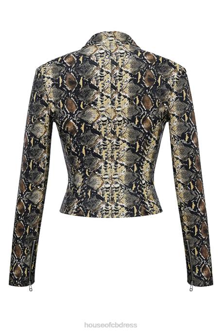 House of CB Vani Snake Print Fitted Jacket Clothing 4H6N1028