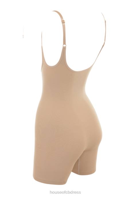 House of CB Mid Thigh Sculpting Bodysuit Almond Clothing 4H6N1278
