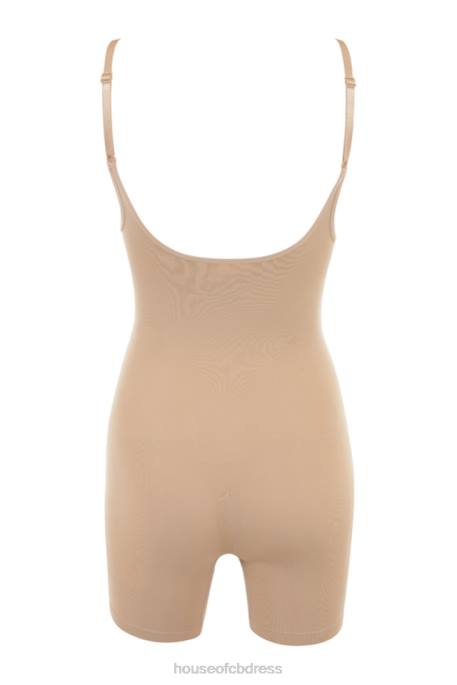 House of CB Mid Thigh Sculpting Bodysuit Almond Clothing 4H6N1278
