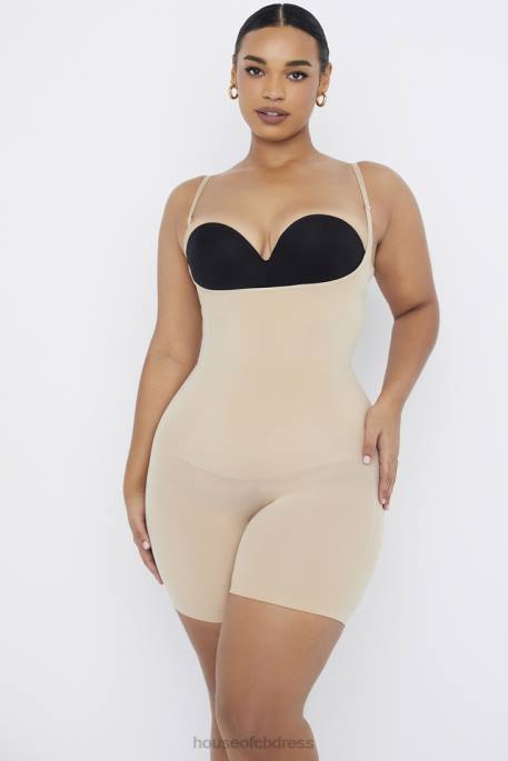House of CB Mid Thigh Sculpting Bodysuit Almond Clothing 4H6N1278