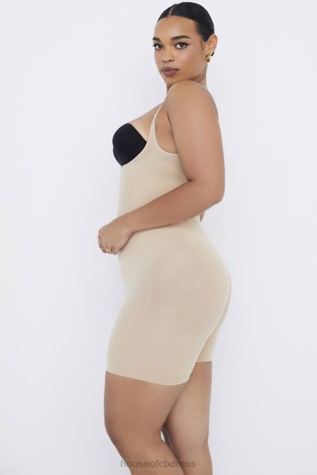 House of CB Mid Thigh Sculpting Bodysuit Almond Clothing 4H6N1278