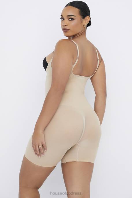 House of CB Mid Thigh Sculpting Bodysuit Almond Clothing 4H6N1278