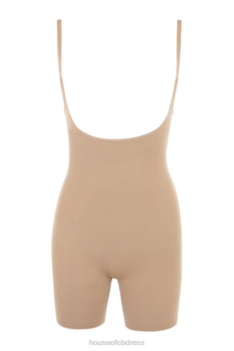 House of CB Mid Thigh Sculpting Bodysuit Almond Clothing 4H6N1278