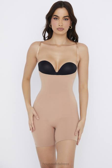 House of CB Mid Thigh Sculpting Bodysuit Cafe Au Lait Clothing 4H6N1277