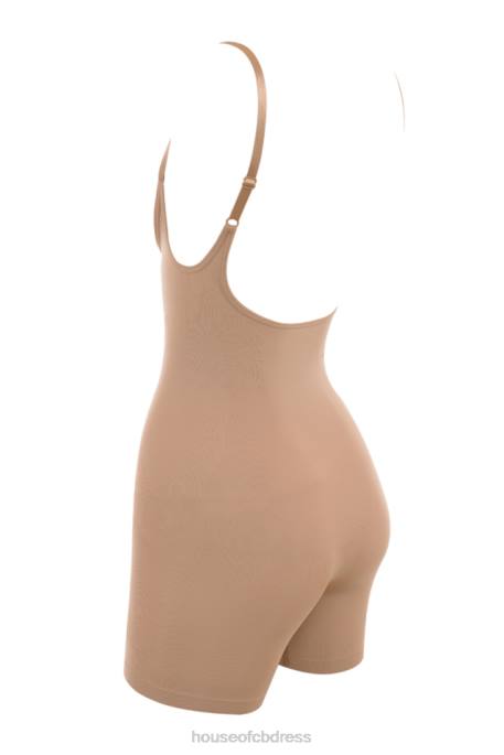 House of CB Mid Thigh Sculpting Bodysuit Cafe Au Lait Clothing 4H6N1277