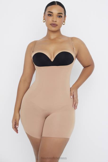 House of CB Mid Thigh Sculpting Bodysuit Cafe Au Lait Clothing 4H6N1277