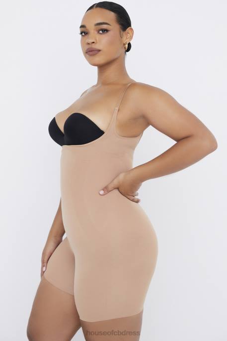House of CB Mid Thigh Sculpting Bodysuit Cafe Au Lait Clothing 4H6N1277