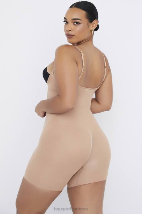 House of CB Mid Thigh Sculpting Bodysuit Cafe Au Lait Clothing 4H6N1277