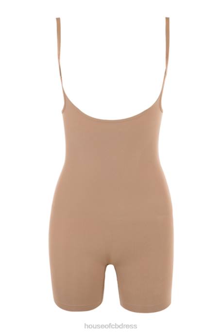 House of CB Mid Thigh Sculpting Bodysuit Cafe Au Lait Clothing 4H6N1277