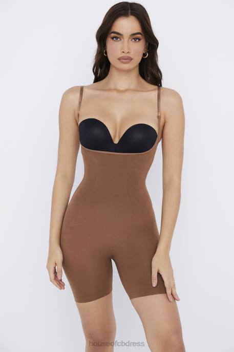 House of CB Mid Thigh Sculpting Bodysuit Mocha Clothing 4H6N1276