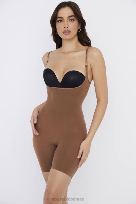 House of CB Mid Thigh Sculpting Bodysuit Mocha Clothing 4H6N1276