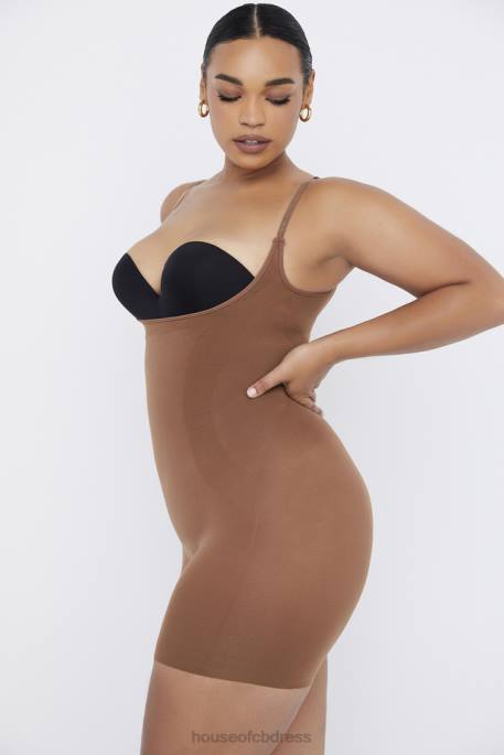House of CB Mid Thigh Sculpting Bodysuit Mocha Clothing 4H6N1276