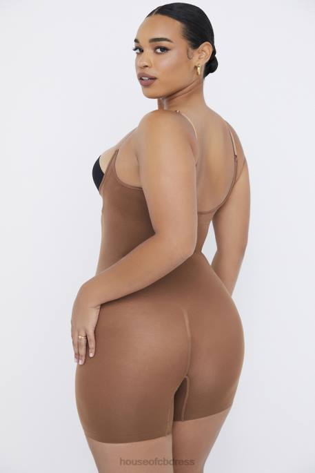 House of CB Mid Thigh Sculpting Bodysuit Mocha Clothing 4H6N1276