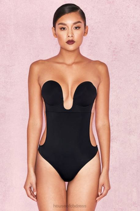 House of CB Plunge Self Adhesive Backless Bodysuit - Black Clothing 4H6N1299