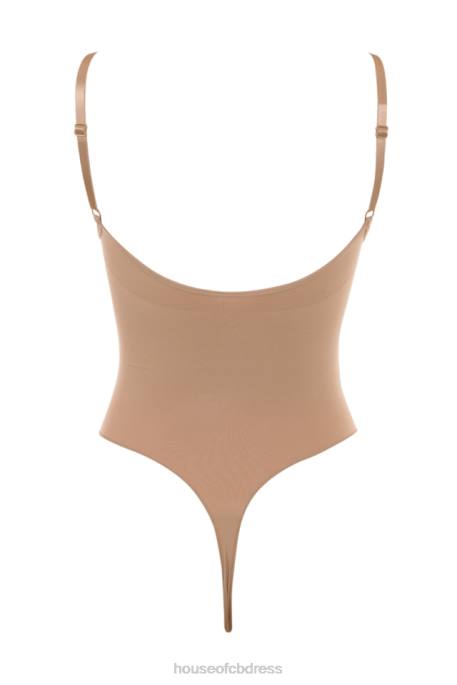 House of CB Sculpting Thong Bodysuit Cafe Au Lait Clothing 4H6N1265