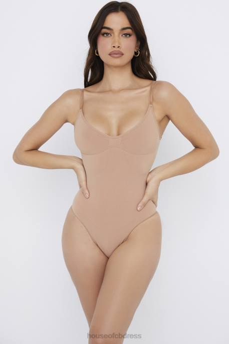 House of CB Sculpting Thong Bodysuit Cafe Au Lait Clothing 4H6N1265