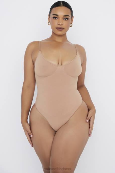 House of CB Sculpting Thong Bodysuit Cafe Au Lait Clothing 4H6N1265