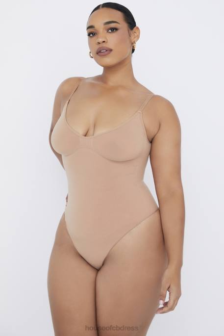 House of CB Sculpting Thong Bodysuit Cafe Au Lait Clothing 4H6N1265