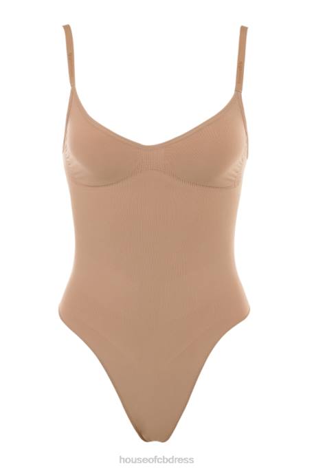 House of CB Sculpting Thong Bodysuit Cafe Au Lait Clothing 4H6N1265