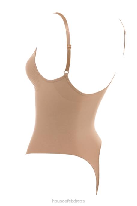 House of CB Sculpting Thong Bodysuit Cafe Au Lait Clothing 4H6N1265