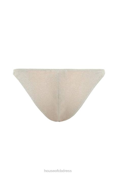 House of CB Minx Silver Lurex Triangle Brief Clothing 4H6N1301