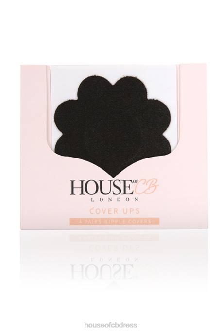 House of CB Set of 4 Black Flower Shape Nipple Covers Clothing 4H6N1321