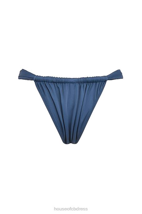 House of CB Athens Deep Blue Gathered High Leg Bikini Bottom Clothing 4H6N1176