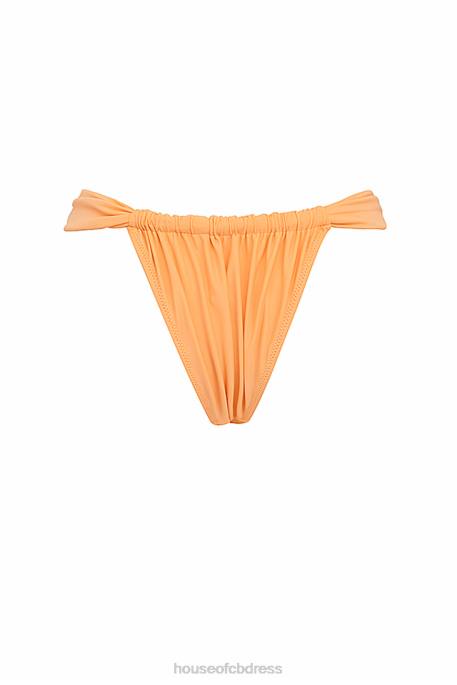 House of CB Athens Light Orange Gathered High Leg Bikini Bottom Clothing 4H6N1168