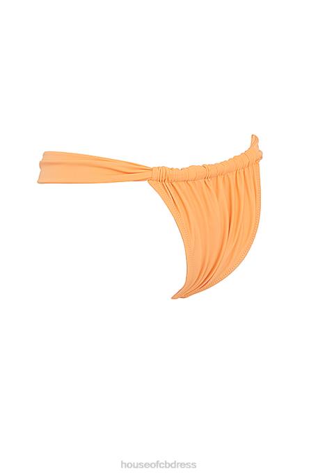 House of CB Athens Light Orange Gathered High Leg Bikini Bottom Clothing 4H6N1168