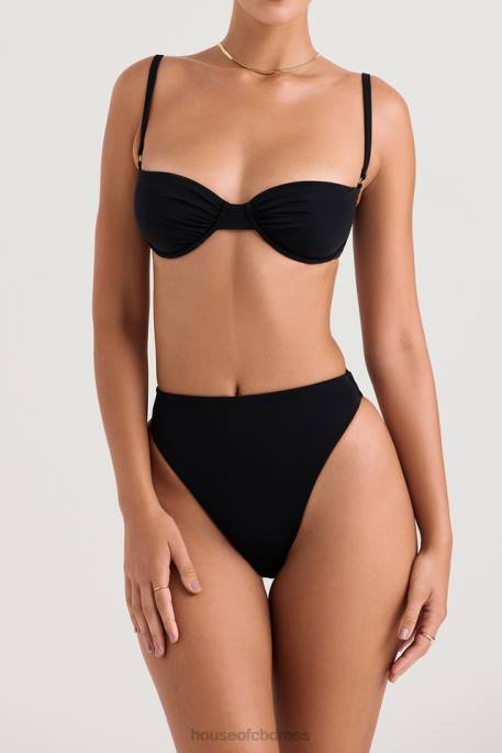House of CB Mykonos Black High Waist Bikini Bottom Clothing 4H6N1234