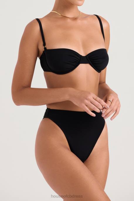 House of CB Mykonos Black High Waist Bikini Bottom Clothing 4H6N1234