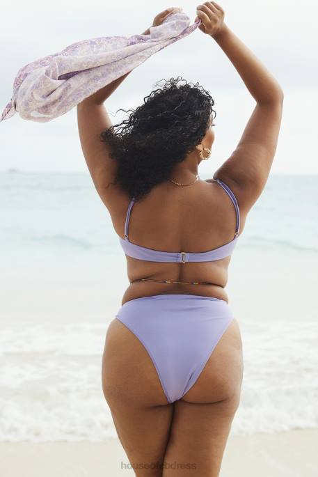 House of CB Mykonos Violet High Waist Bikini Bottom Clothing 4H6N1235