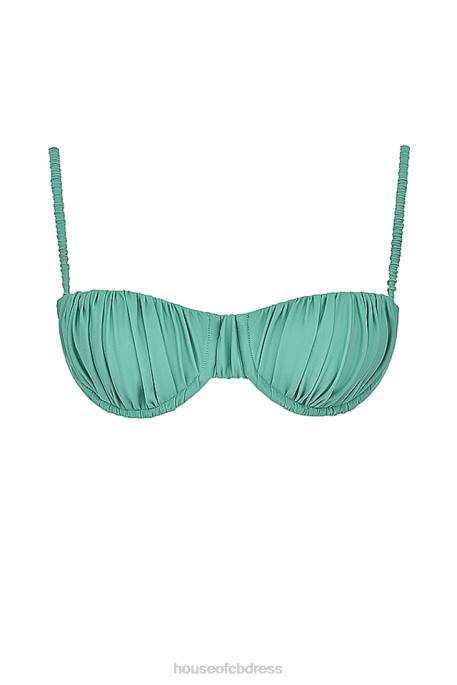 House of CB Cassis Eucalyptus Ruched Bikini Top Clothing 4H6N1189