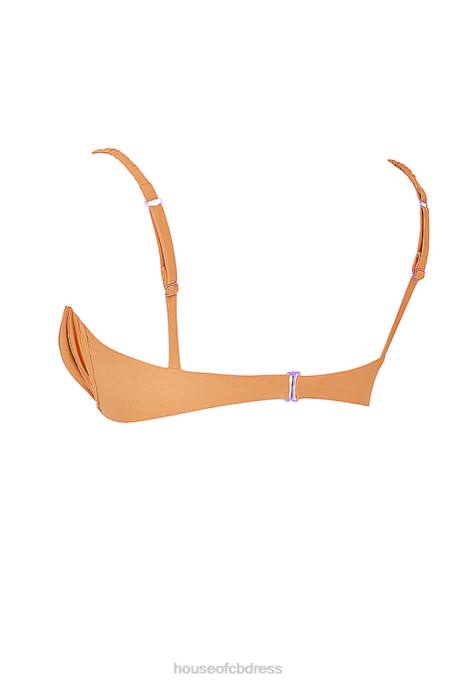 House of CB Cassis Light Orange Ruched Bikini Top Clothing 4H6N1167