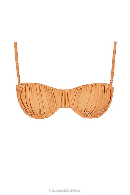 House of CB Cassis Light Orange Ruched Bikini Top Clothing 4H6N1167