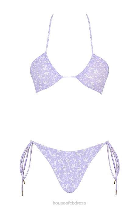 House of CB Lira Lilac Floral Print Reverse Triangle Bikini Clothing 4H6N1240
