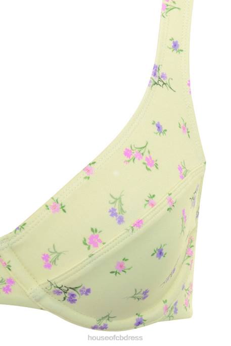 House of CB Mariposa Lemon Floral Print Bikini Clothing 4H6N1247