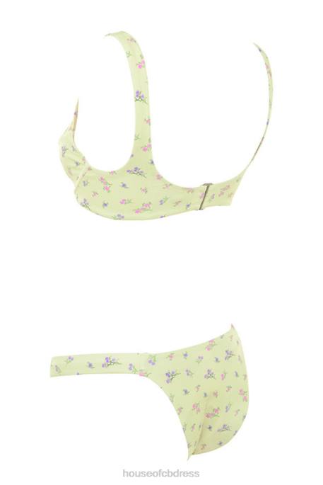 House of CB Mariposa Lemon Floral Print Bikini Clothing 4H6N1247