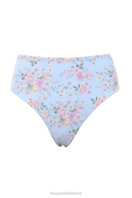 House of CB Perdita Blue Floral Print Shirred Bikini Clothing 4H6N1246