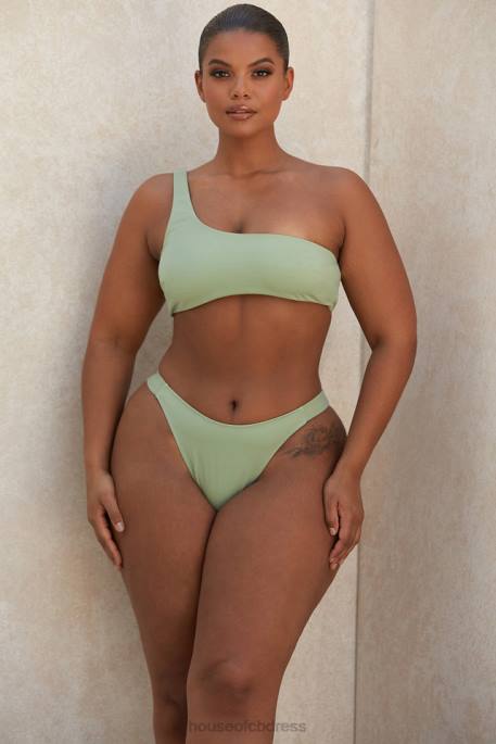 House of CB Antonio Sage One Shoulder Bikini Clothing 4H6N1245