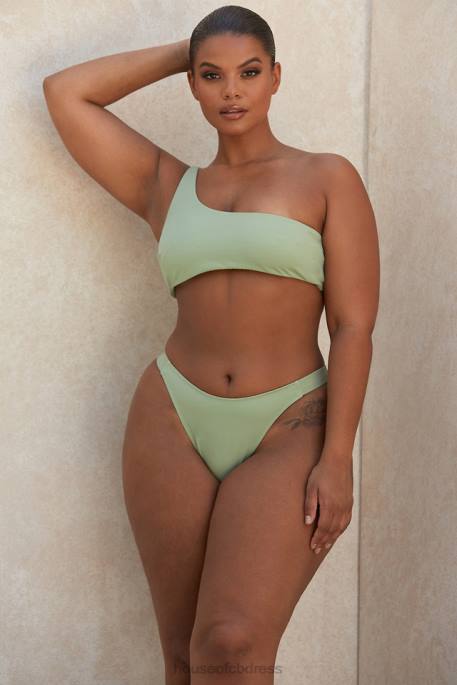 House of CB Antonio Sage One Shoulder Bikini Clothing 4H6N1245