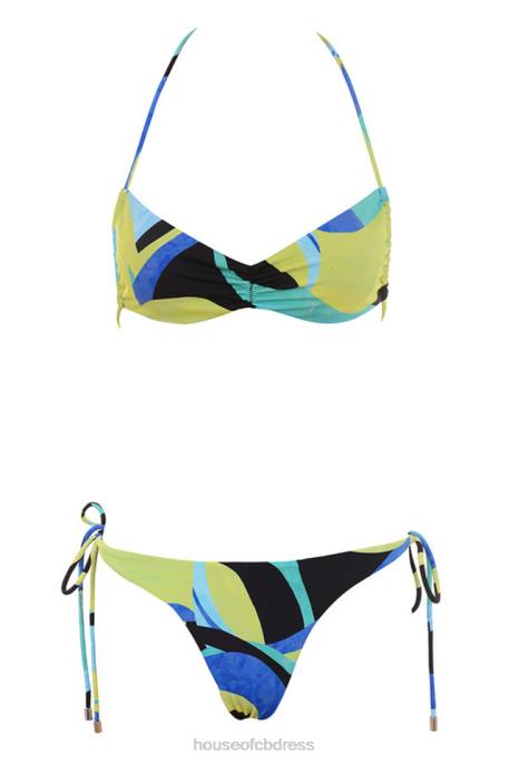 House of CB Isla Grande Blue Green Halter Bikini Clothing 4H6N1243