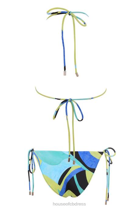 House of CB Isla Grande Blue Green Halter Bikini Clothing 4H6N1243