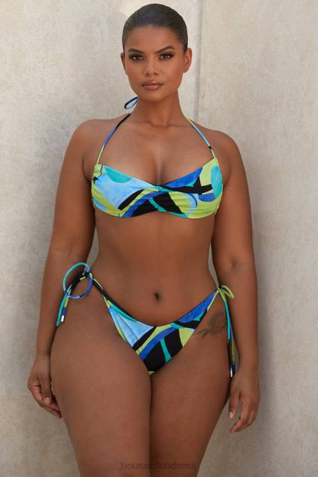 House of CB Isla Grande Blue Green Halter Bikini Clothing 4H6N1243